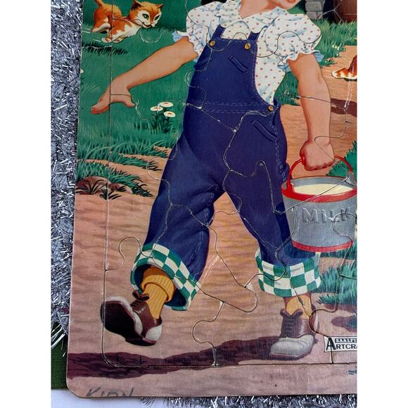Vintage Farm/Barnyard Design Saalfield Artcraft Children's Puzzle 1950s/60s - Picture 4 of 5
